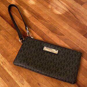 Michael Kors Black Monogram Wristlet Wallet